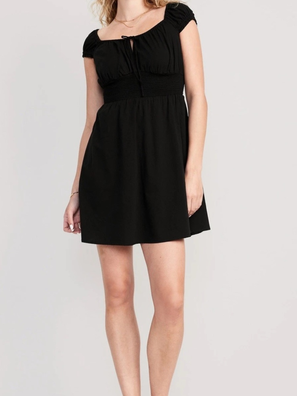 New Black Smocked Waist Mini Dress size 2x